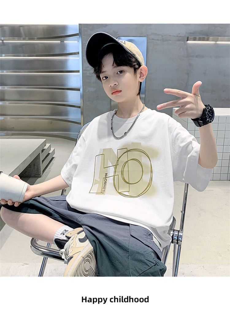 Kids Clothes T Shirt Summer Boys Girls Color Block Gradient Short Sleeve T Shirt Tops Children&