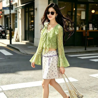 2026 New Skirt Summer Idyllic Small Floral High Waist Exquisite A-sub Short Skirt