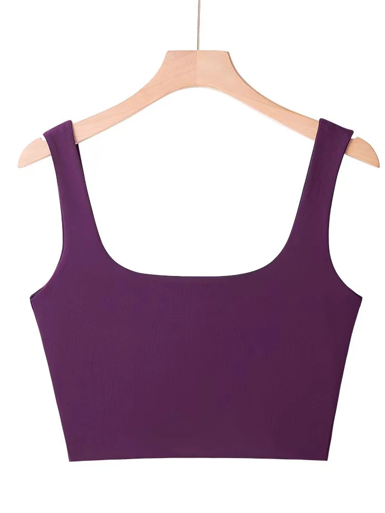2025 Summer Women Sexy Sleeveless Tops Fashion Short Square Collar Tank Tops 6 Colors