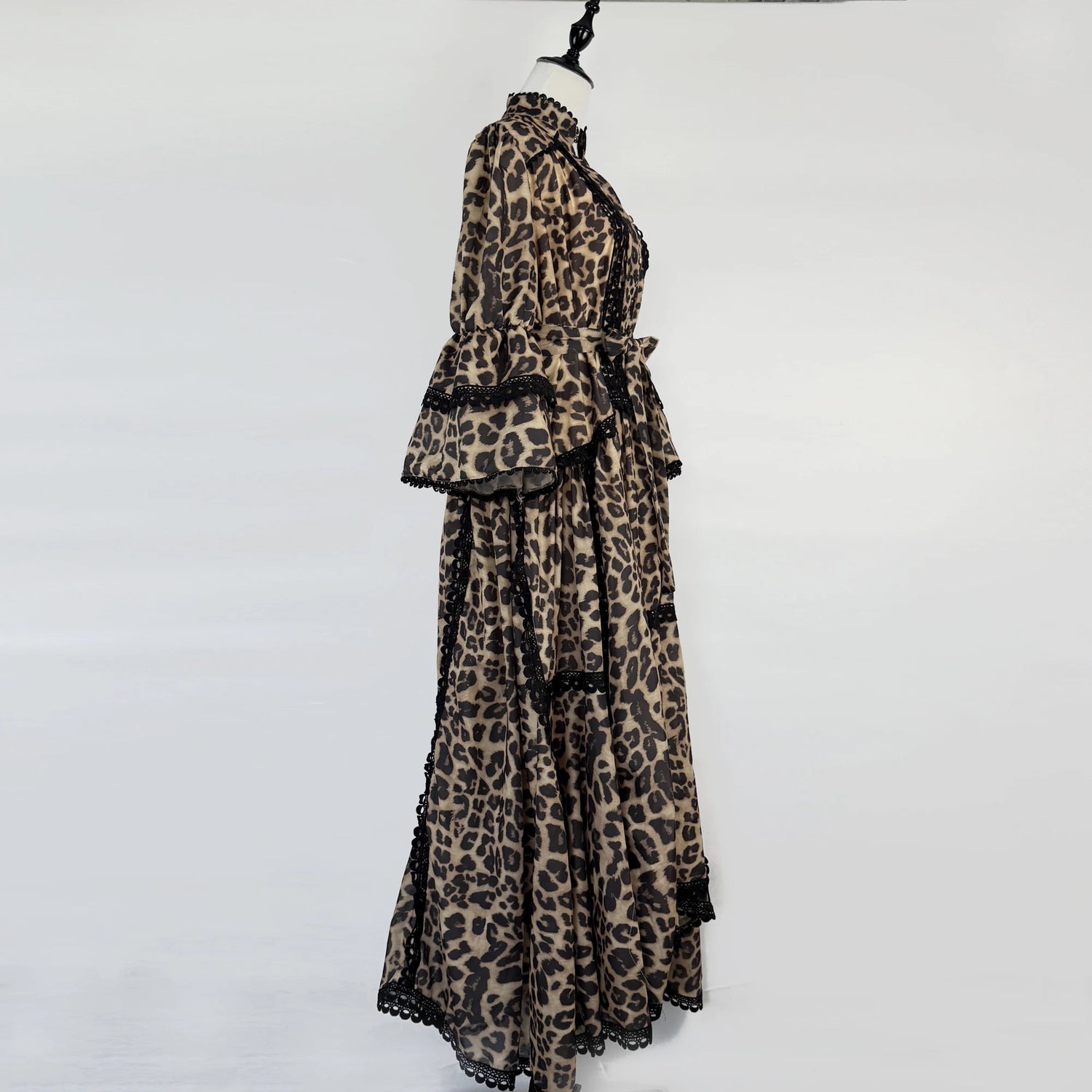 Women Maxi Dresses Sping Summer Bohemian Casual Flare Sleeve High Waist Beach Woman Chiffon Floral Belt Vestidoes Long Dress