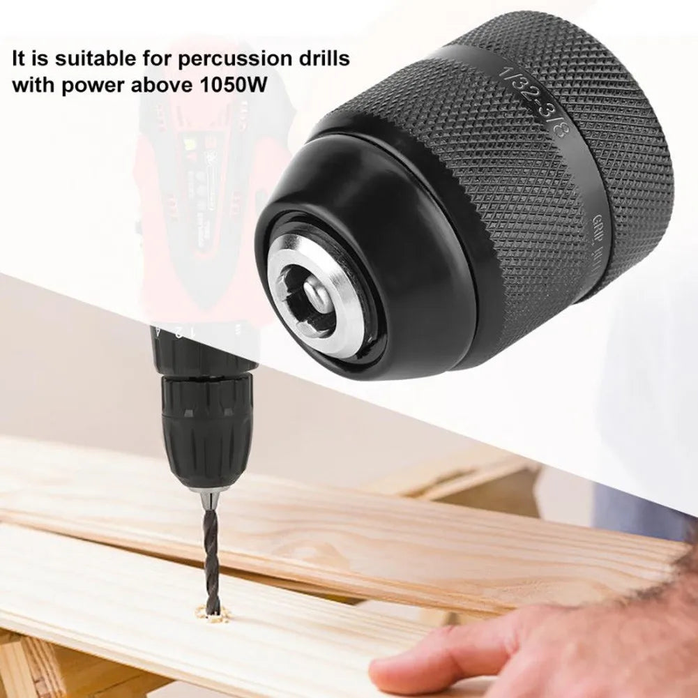 Durable 0 8 10mm Metal Drill Chuck, 3/8 24UNF Thread, Reliable Locking Function With Ratchets, Suitable For Percussion Drills