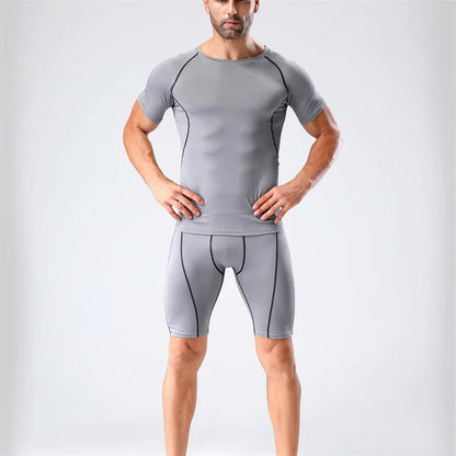 Gym Tight Training Clothing Workout Jogging Sports Set Fitness Men&