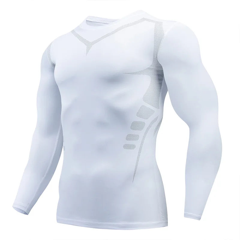 Gym Sports T-shirts for Men Long Sleeve Tights Boxing Sportswear Breathable Quick Dry Fitness Tops Male Outdoor Training Clothes