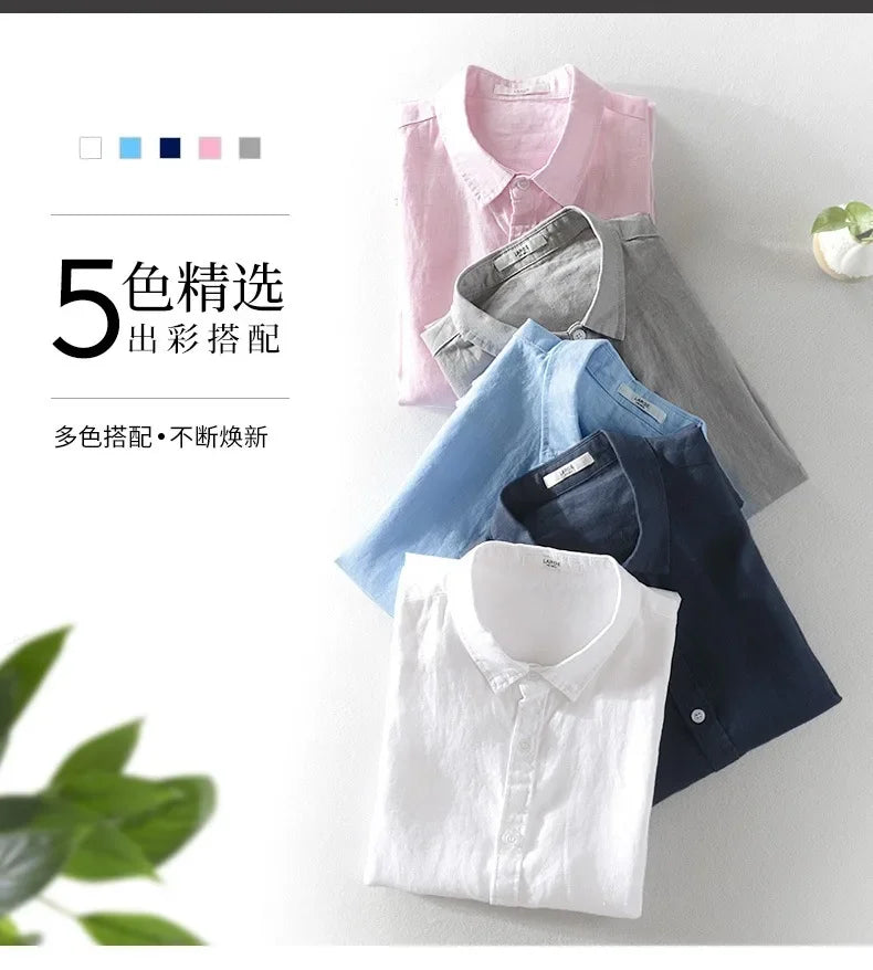 Pure Linen Short-sleeved Shirt Men&