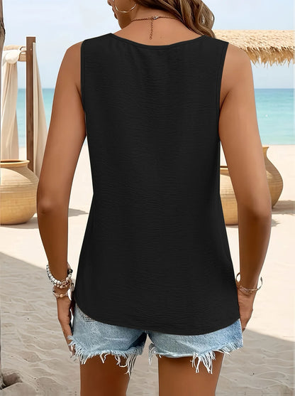 2025 Women Blouses Summer Vest Loose Sleeveless Cotton Linen Shirt Casual V-Neck Solid Colors Ladies Black White Tops Plus Size