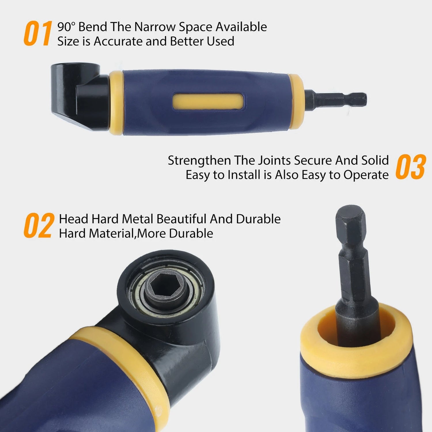 Drill Attachments Powerful Magnet Drills Attachment Ergonomic Handle Yellow and Blue Right Angle Drill for Electric Drill
