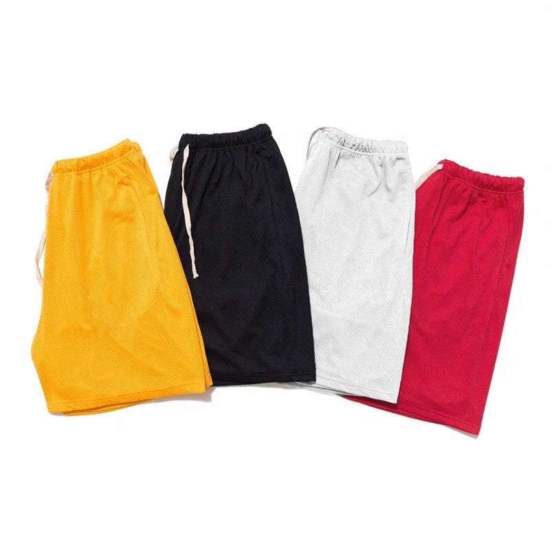 Summer Beach Shorts Plain Gym Shorts Mens Mesh Quick Dry Breathable Basketball Shorts Man Bodybuilding Fitness Shorts