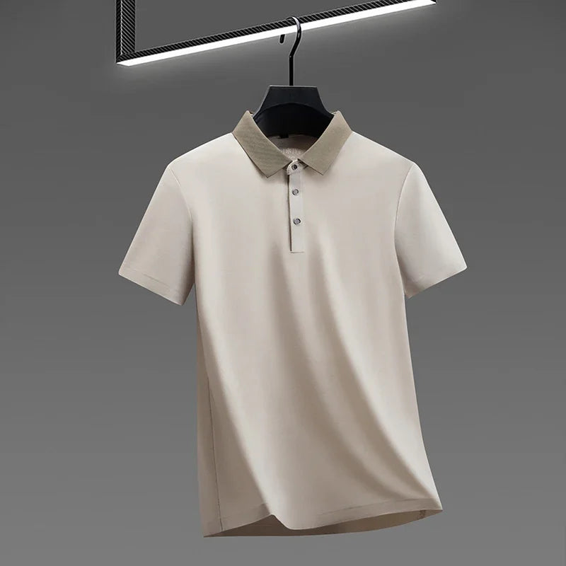 Polo Shirt for Men Short Sleeve Contrast Collar Design Soft Comfortable Fabric for Office and Casual