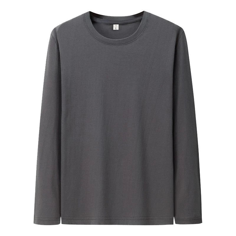 T Shirt For Men Cotton Long Sleeve T-shirts Solid Color Men&