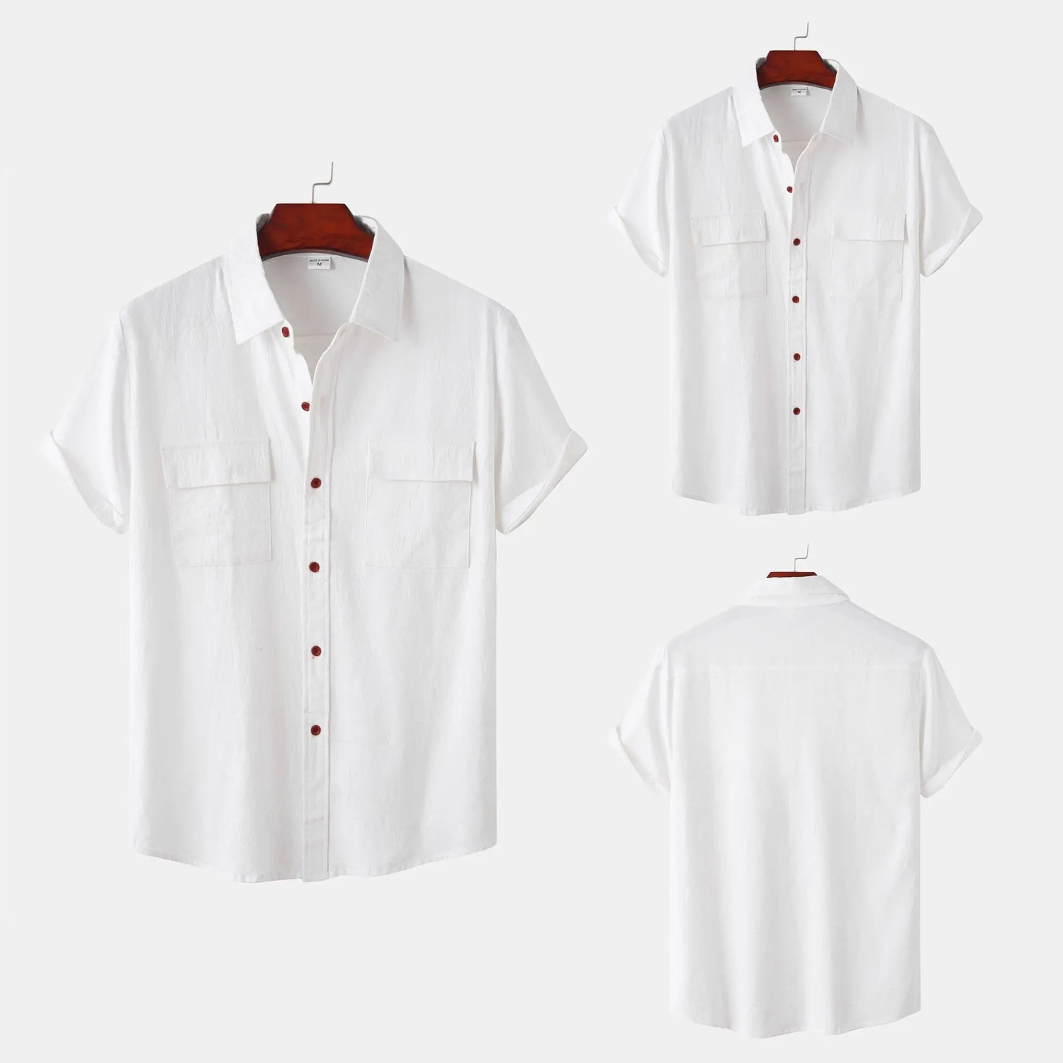 Turn Down Collar Men Shirts Solid Short Sleeve Shirts Single Breasted Casual Shirt Buttons Cardigan Sports Loose Breathable
