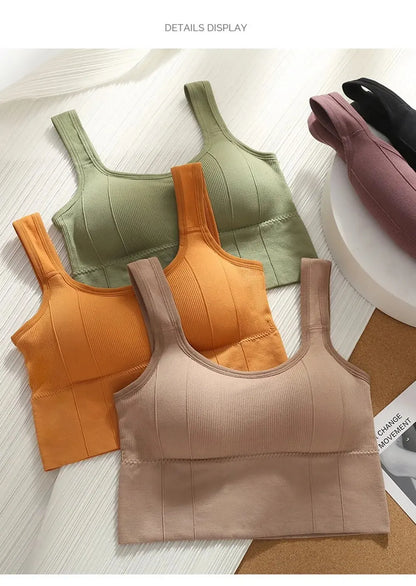 Crop Tops for Women with Built in Bras Seamless Wire Free Comfortable Sexy Padded Support Yoga Workout Sports Cropped Tops