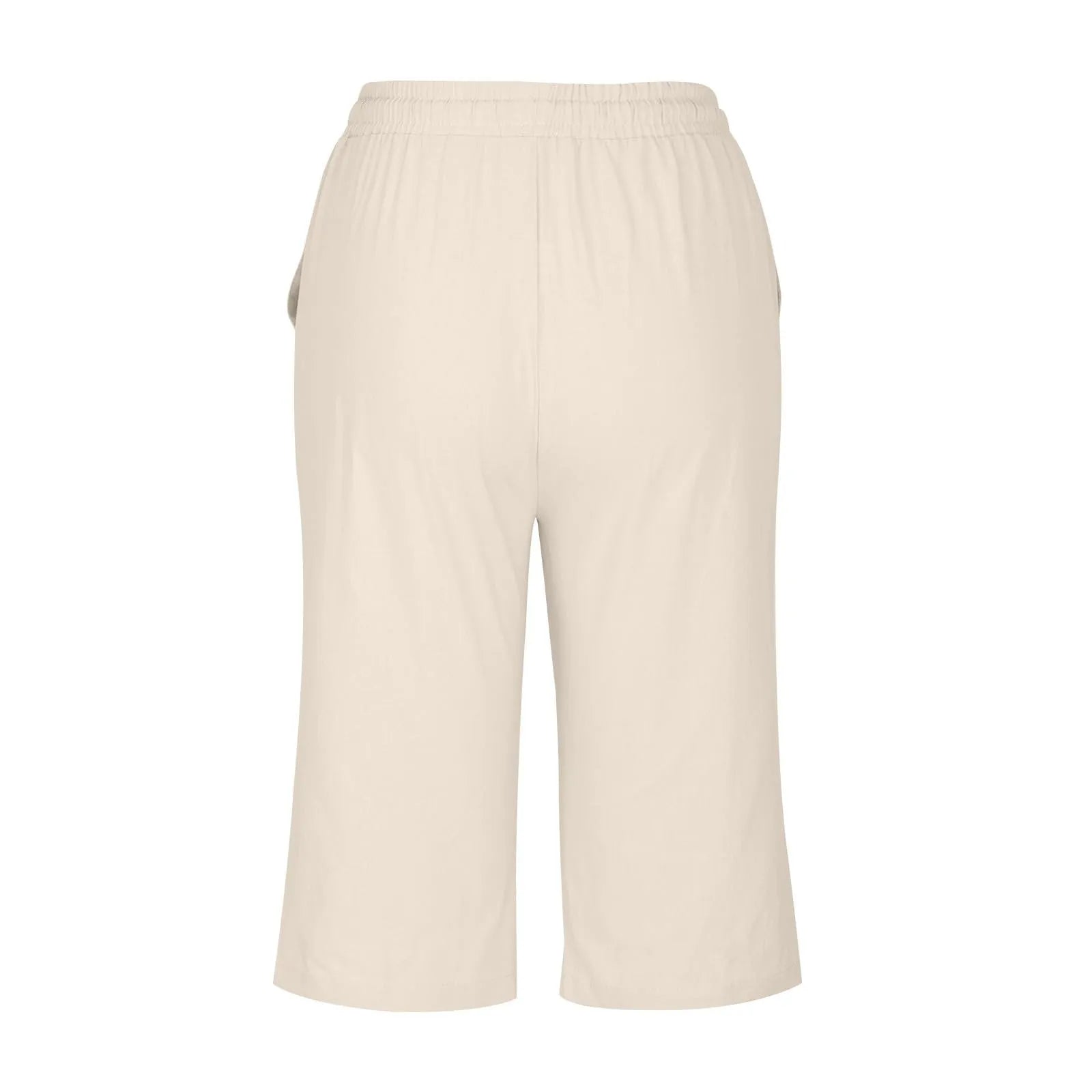 Casual Cotton Linen Pants For Female Streetwear Solid Color Wide Leg Capri Versatile Palazzo Pants Baggy Cargo Pants With Pocket