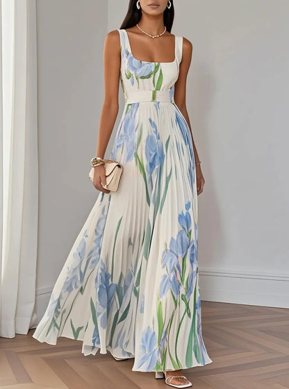 Sexy Flower Print Long Dress Women Summer 2025 Fashion Sleeveless Strap Maxi Dresses Elegant