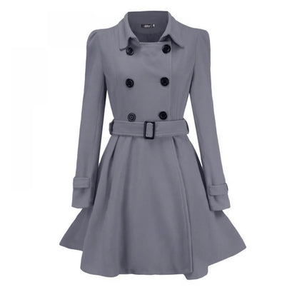 Women Fashion Autumn Winter New Wool Blend Warmth Loose Long Coat Jacket Double Breasted Elegant Slim Lady Windbreaker