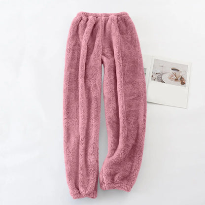 Pajamas Pants For Women Warm Winter Solid Color Sleepwear Pyjamas Plush Pants Women Nightwear Fashionable Home Wear