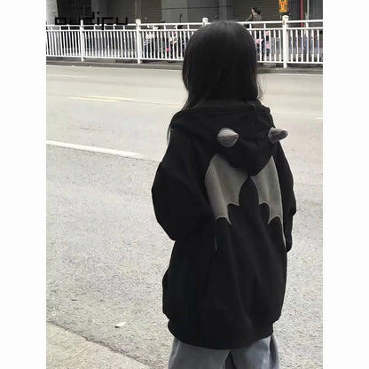 Hoodies Devil Women Men Dark Style Vintage Harajuku Hoody Zip Up Sweatshirt Hip Hop Streetwear Y2k Aesthetic Grunge Cardigan