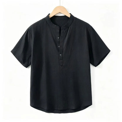 New Cotton Linen Shirts for Men Casual Shirts Lightweight  Short  Sleeve Henley Beach Shirts Hawaiian T Shirts for Men