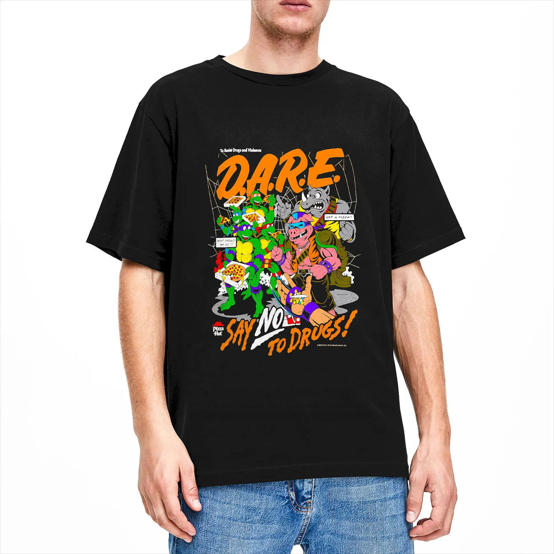 TMNT D.A.R.E. Just Say No 100 Cotton T-Shirts  Hipster Tshirt for Men&