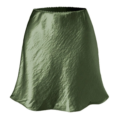 Summer Short Skirts for Women Office Wear Solid Color A Line Luxury Mini Satin Skirt Ladies High Waist Simple Women&