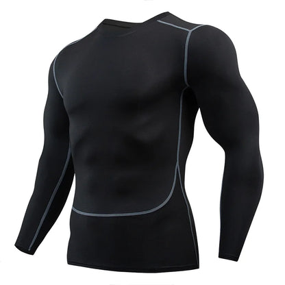 Gym Sports T-shirts for Men Long Sleeve Tights Boxing Sportswear Breathable Quick Dry Fitness Tops Male Outdoor Training Clothes