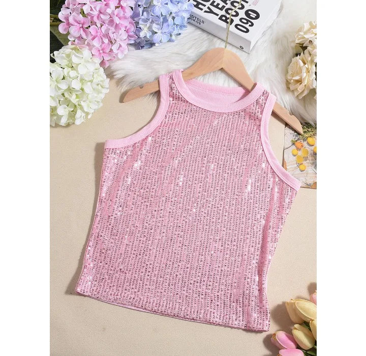 Tank Top for Women 2025 Summer New Pearl Leopard Print Small Sleeveless T-shirt Sexy Exposed Navel and Waist Color Blocked Vest