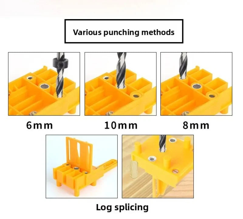 Woodworking Dowel Handheld Drill Guide and Hole Saw Tool 6/8/10mm Drill Bit For Carpentry Straight Hole Locator Clamp