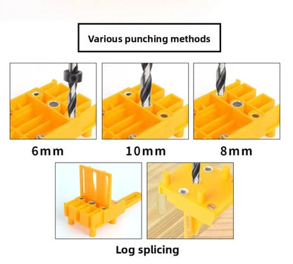 Woodworking Dowel Handheld Drill Guide and Hole Saw Tool 6/8/10mm Drill Bit For Carpentry Straight Hole Locator Clamp