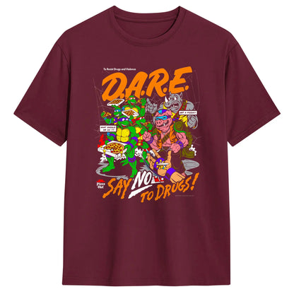 TMNT D.A.R.E. Just Say No 100 Cotton T-Shirts  Hipster Tshirt for Men&