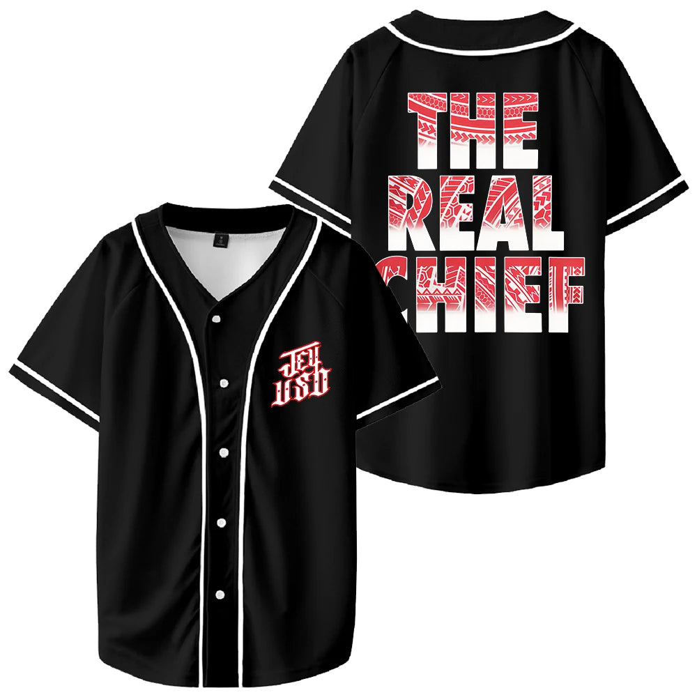 Jey Uso The Real Chief Baseball Jersey V-Neck Short Sleeve Streetwear Tee Men Women University Uniform Tops
