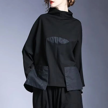 Hoodies Woman Clothing Woman Sweatshirts Autumn Loose High Neck Stitching Round  Coat Women&