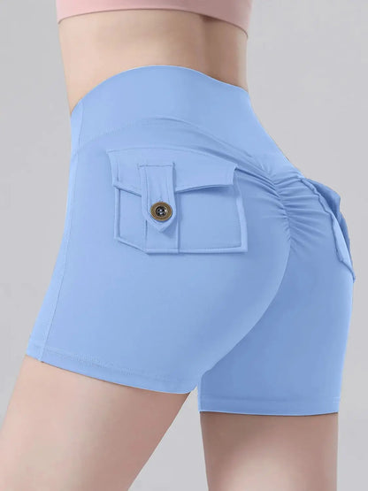 Sports shorts, no embarrassing lines, quick-drying, peach butt lift, cargo style, yoga and fitness pants.
