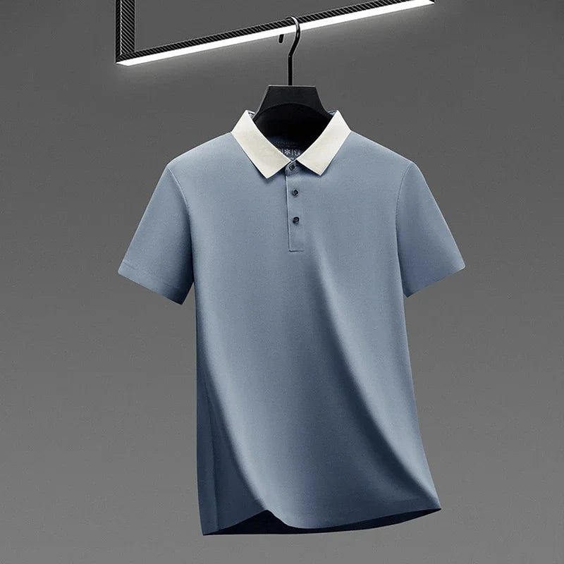 Polo Shirt for Men Short Sleeve Contrast Collar Design Soft Comfortable Fabric for Office and Casual