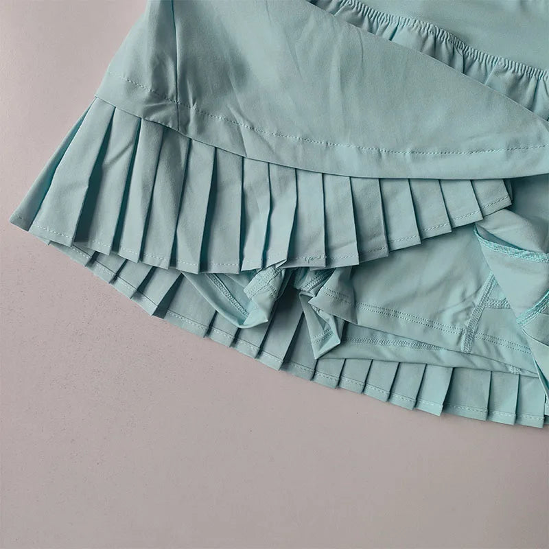 High Waisted Sports Short Skirt Summer New Style Cool Anti Glare Including Lined Shorts Fitness Yoga Quick Drying Pleated Skirt