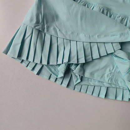High Waisted Sports Short Skirt Summer New Style Cool Anti Glare Including Lined Shorts Fitness Yoga Quick Drying Pleated Skirt