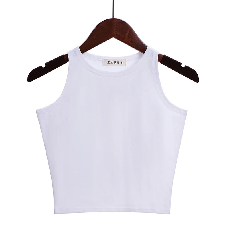 Fashion 2022 New Women Sexy Cotton Crop Top Crop Bustier Multicolor Sleeveless Cropped Blusas Vest Tank Top Camisole 14 Colors