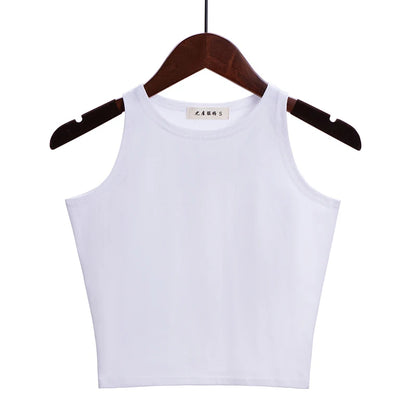 Fashion 2022 New Women Sexy Cotton Crop Top Crop Bustier Multicolor Sleeveless Cropped Blusas Vest Tank Top Camisole 14 Colors