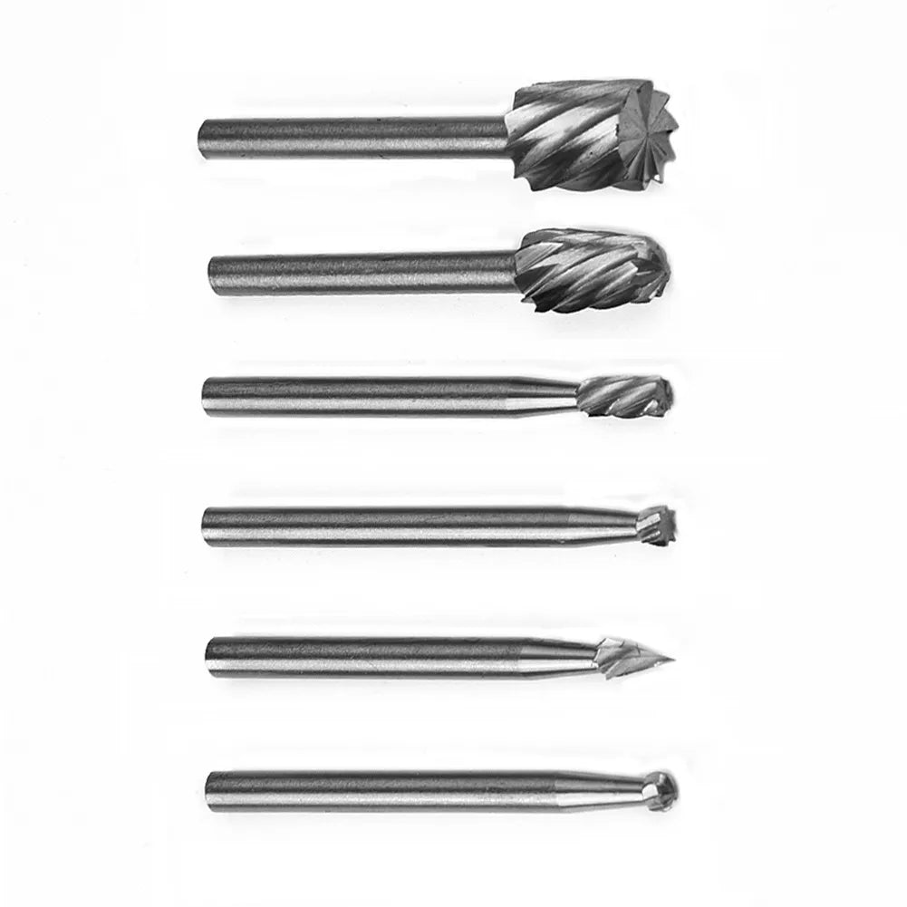 6Pcs Rotary Drill Bits Carbide Milling Cutter Rotary Tool Cut Dremel Tools Wood Metal Carving