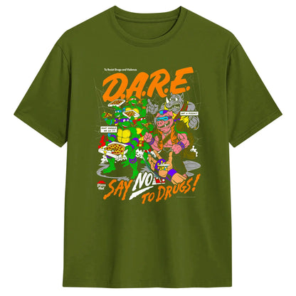 TMNT D.A.R.E. Just Say No 100 Cotton T-Shirts  Hipster Tshirt for Men&