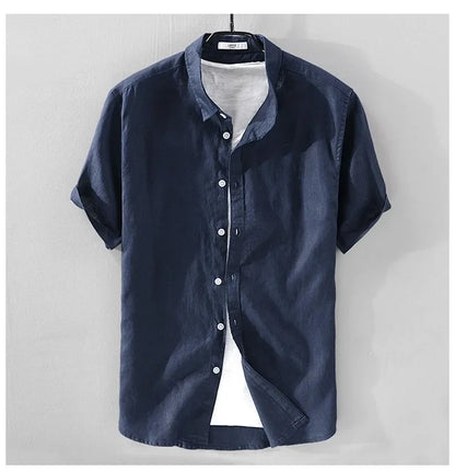 Pure Linen Short-sleeved Shirt Men&
