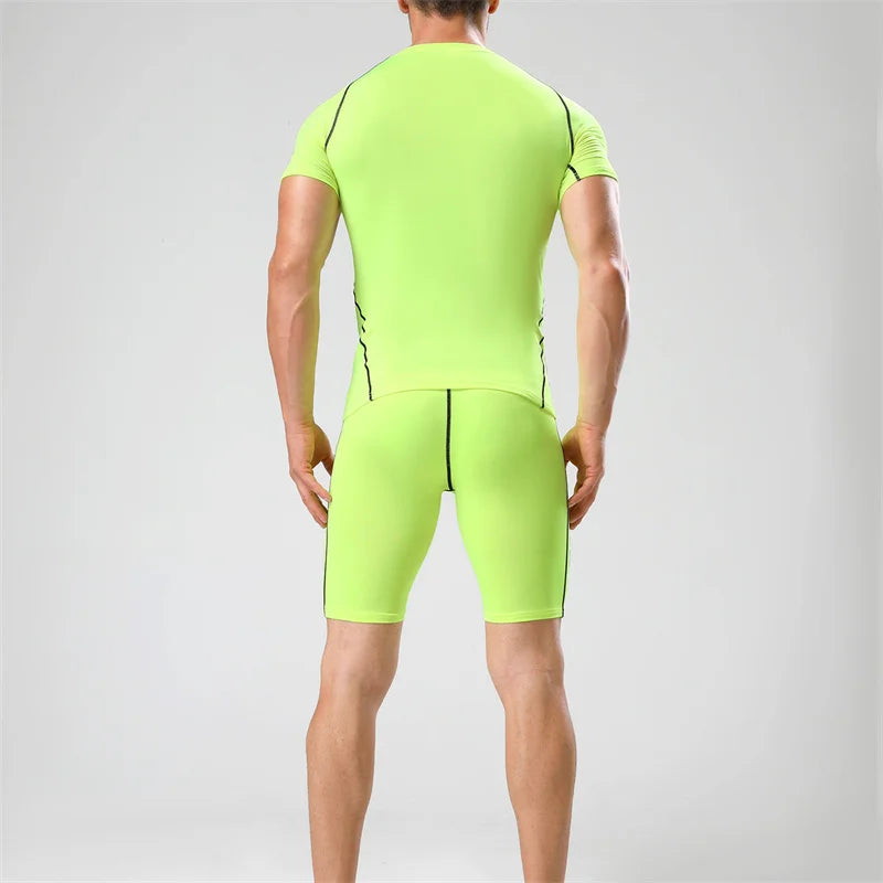 Gym Tight Training Clothing Workout Jogging Sports Set Fitness Men&