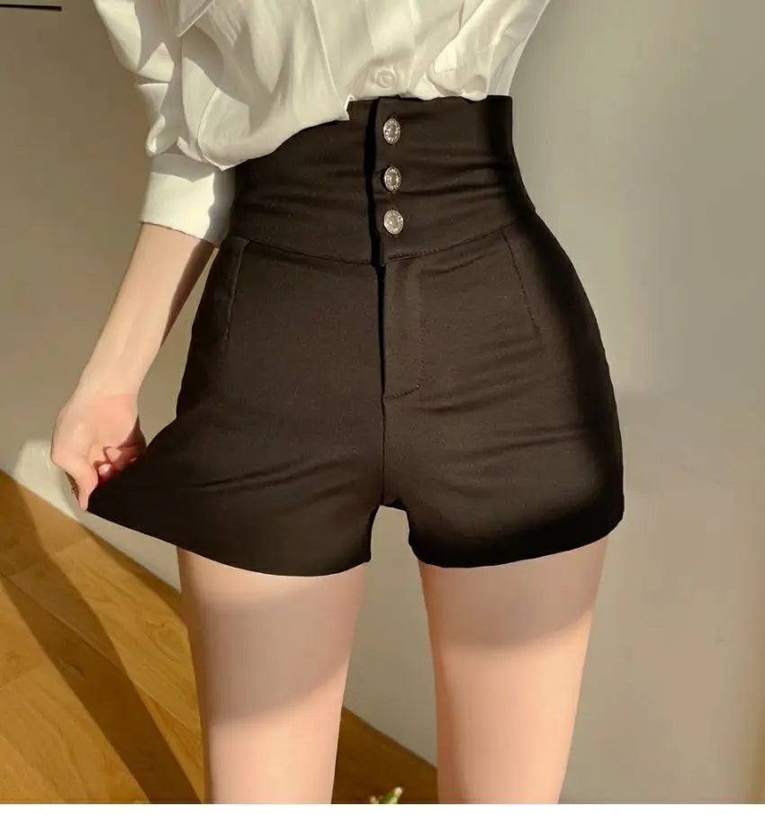 Shorts Women Classic Sporty All-match Slim Leisure Simple Holiday Faddish Streetwear Design Ulzzang Daily Solid Mature Folds New