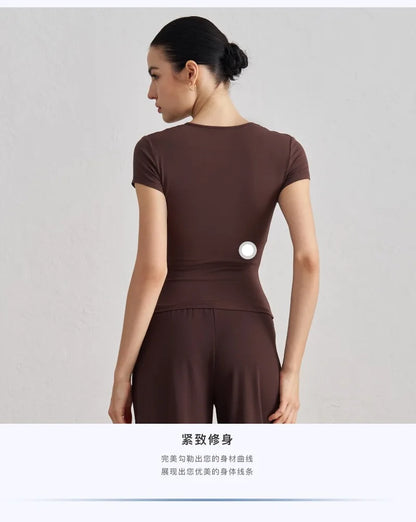 Women Sports Top Gym Clothes Woman Yoga Wear Slim Fit Short Sleeve T Shirt Summer Breathable Running Training Naked Feeling