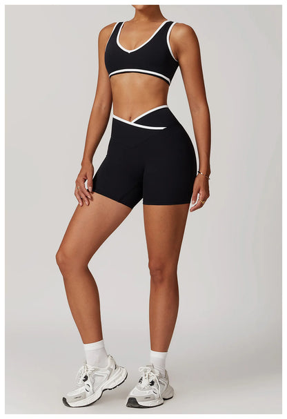 Women Gym Clothes Yoga Suits High Waist Two Piece Set Gym Leggings Yoga Sportswear Fitness Vest Crop Top Tracksuits Sports Bra