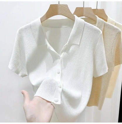 Short-sleeve Shirts Women S-3XL Leisure Summer Basic Solid Elegant Streetwear All-match Simple Daily Harajuku Y2k Popular Tops