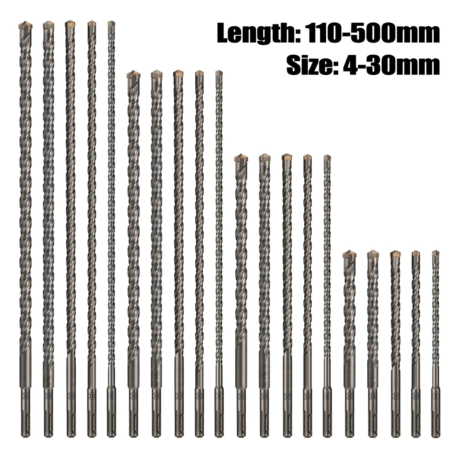 Extended Cross Electric Hammer Drill 110-500mm SDS Plus Through Wall Reinforced Concrete Hard Alloy Four Blade Impact Drill Bit