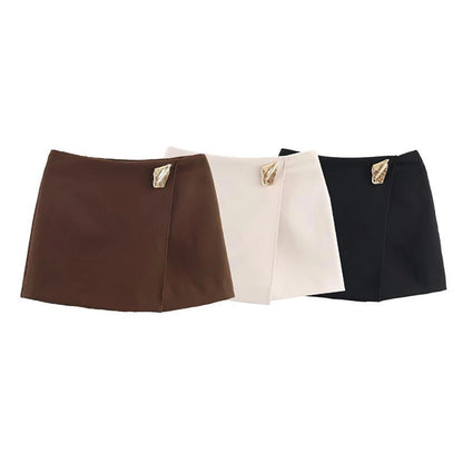 Asymmetrical Short Skirts for Women Spring Autumn Fashion Mini Solid Color Skirt Shorts American Daily Commute All-Match Skirts