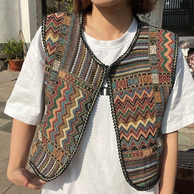 Vintage Floral Embroidery Printed Cardigan Vest Womens Elegant Sleeveless Tops Spring Summer Female Clothing Dropshipping