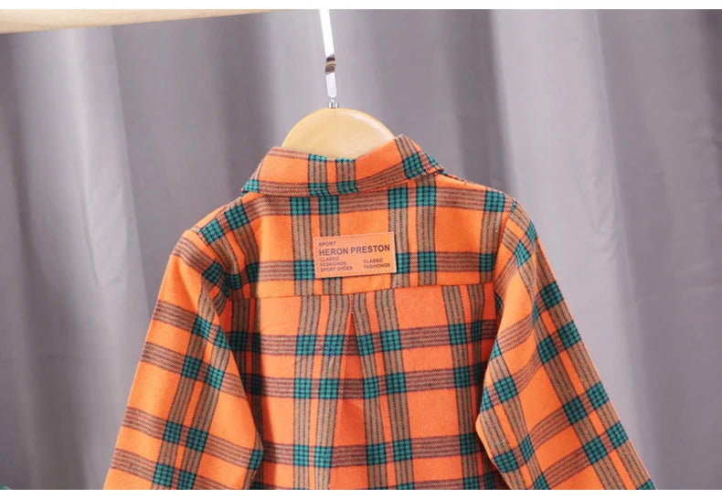 Kids Shirt Clothes Spring Thin Blouses Clothing Infant Boy Plaid Cotton Tops 1 2 3 4 Years Kids Long Sleeves Shirt