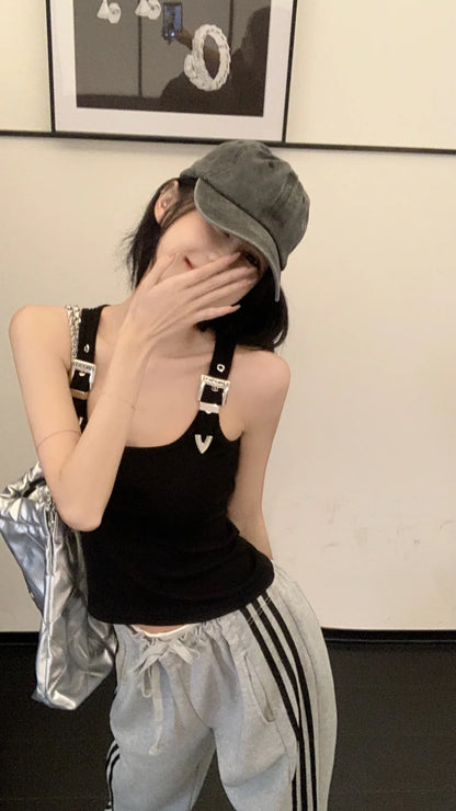 Tanks Women Personality Creativity Casual Trendy All-match Chic Age-reducing Simple Streetwear Solid New Summer Lady Sweet Thin