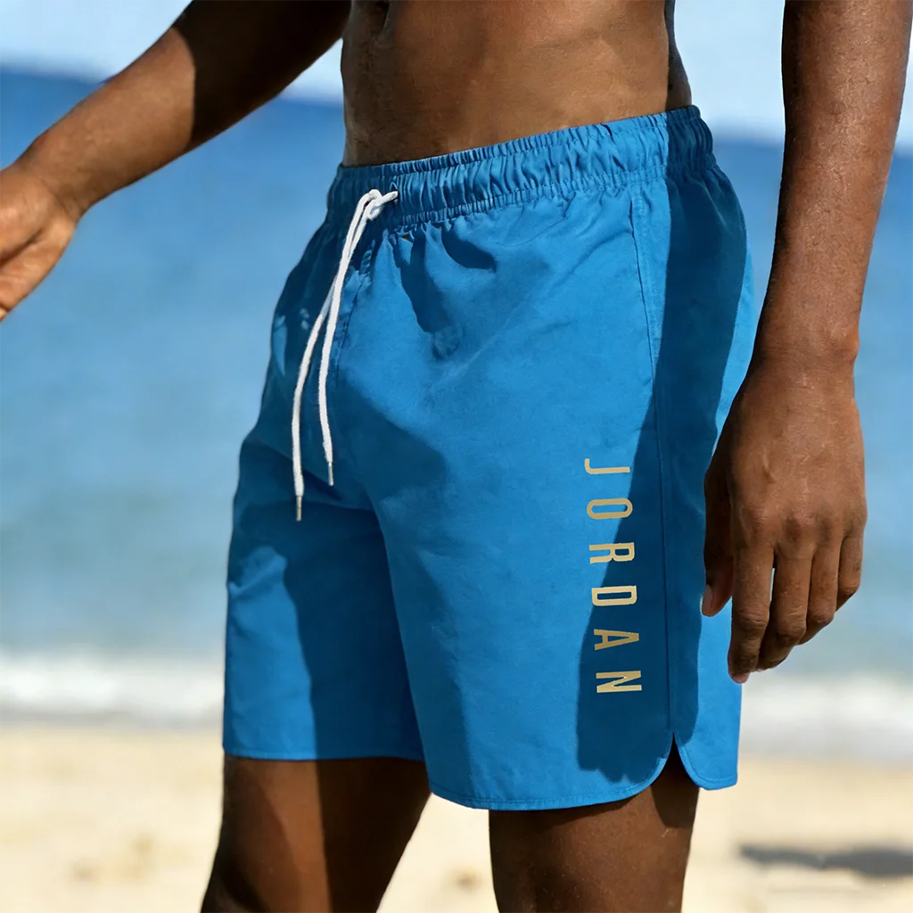 Summer sunshine beach shorts, summer swimming, fitness, fast drying breathable shorts, drawstring tied beach shorts